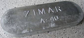 A-40 Zimar Bolt On Undrilled Plate Zinc Anode