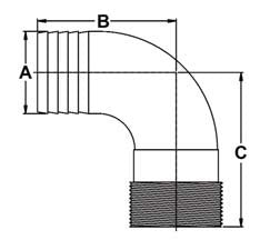 00HN100ECC 90 Degree Bronze Pipe to Hose Adapters